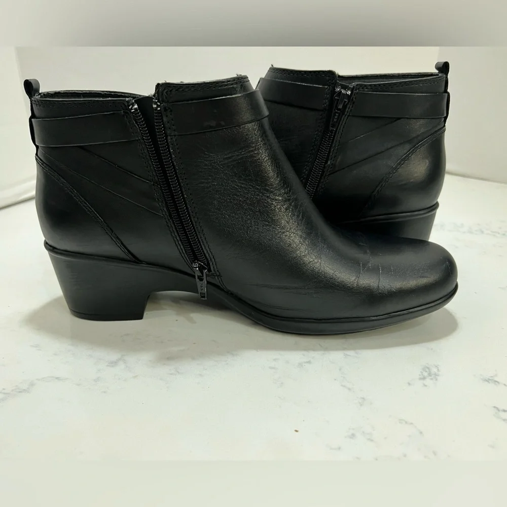 Clarks Black Ankle Booties with Buckle